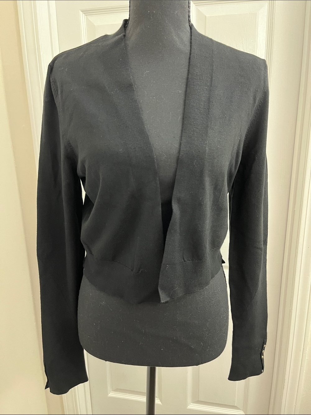 White House Black Market Black Cropped Open-Front Cardigan